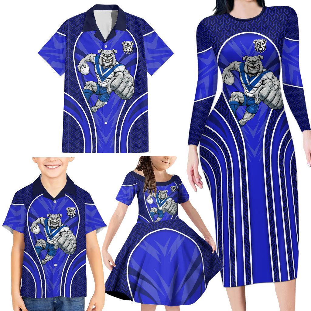 Canterbury Bankstown Bulldogs Rugby Mascot Family Matching Long Sleeve Bodycon Dress and Hawaiian Shirt Australian Rugby Culture - Tribal Inspired Bulldog