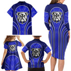 Canterbury Bankstown Bulldogs Rugby Mascot Family Matching Long Sleeve Bodycon Dress and Hawaiian Shirt Australian Rugby Culture - Tribal Inspired Bulldog