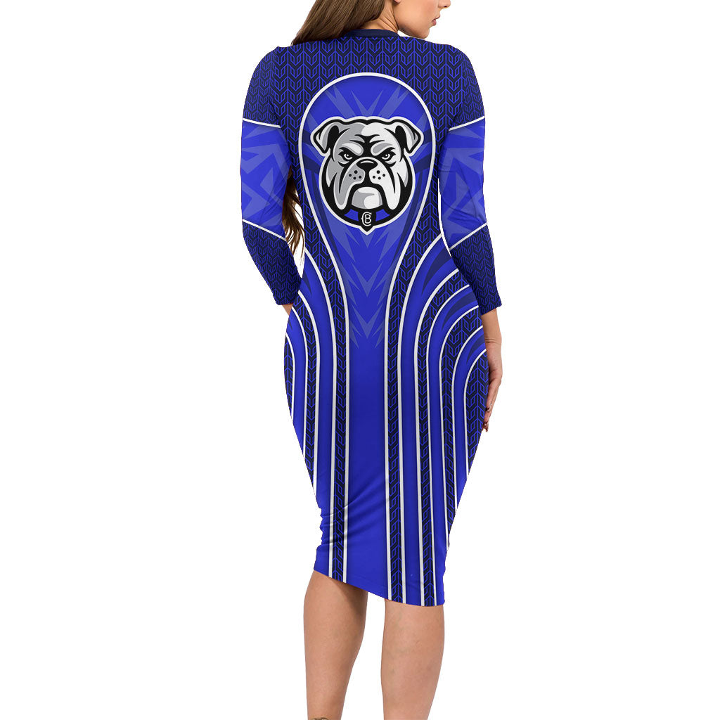 Canterbury Bankstown Bulldogs Rugby Mascot Family Matching Long Sleeve Bodycon Dress and Hawaiian Shirt Australian Rugby Culture - Tribal Inspired Bulldog