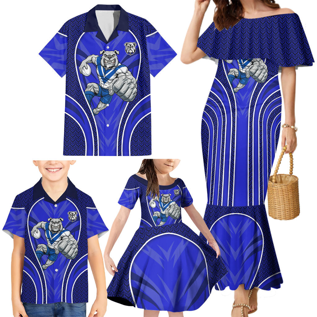 Canterbury Bankstown Bulldogs Rugby Mascot Family Matching Mermaid Dress and Hawaiian Shirt Australian Rugby Culture - Tribal Inspired Bulldog