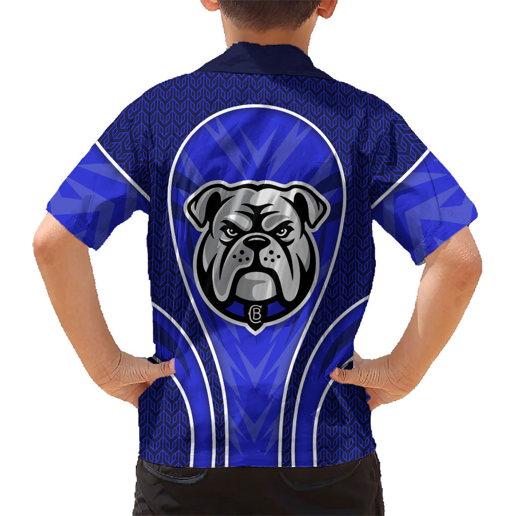 Canterbury Bankstown Bulldogs Rugby Mascot Family Matching Off Shoulder Maxi Dress and Hawaiian Shirt Australian Rugby Culture - Tribal Inspired Bulldog