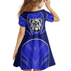 Canterbury Bankstown Bulldogs Rugby Mascot Family Matching Off Shoulder Maxi Dress and Hawaiian Shirt Australian Rugby Culture - Tribal Inspired Bulldog