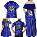 Canterbury Bankstown Bulldogs Rugby Mascot Family Matching Off Shoulder Maxi Dress and Hawaiian Shirt Australian Rugby Culture - Tribal Inspired Bulldog