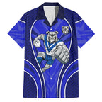 Canterbury Bankstown Bulldogs Rugby Mascot Family Matching Off Shoulder Maxi Dress and Hawaiian Shirt Australian Rugby Culture - Tribal Inspired Bulldog
