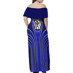 Canterbury Bankstown Bulldogs Rugby Mascot Family Matching Off Shoulder Maxi Dress and Hawaiian Shirt Australian Rugby Culture - Tribal Inspired Bulldog