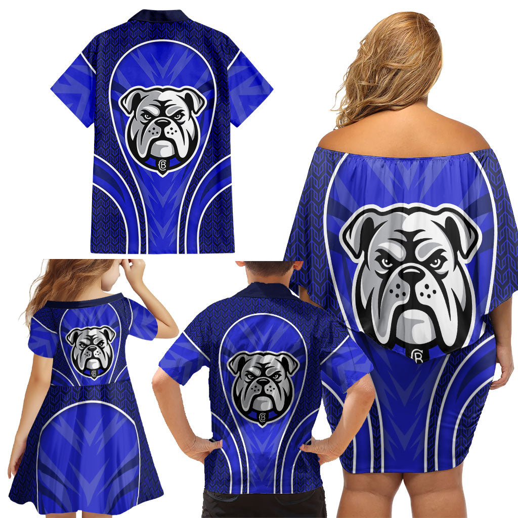 Canterbury Bankstown Bulldogs Rugby Mascot Family Matching Off Shoulder Short Dress and Hawaiian Shirt Australian Rugby Culture - Tribal Inspired Bulldog