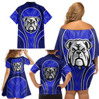Canterbury Bankstown Bulldogs Rugby Mascot Family Matching Off Shoulder Short Dress and Hawaiian Shirt Australian Rugby Culture - Tribal Inspired Bulldog