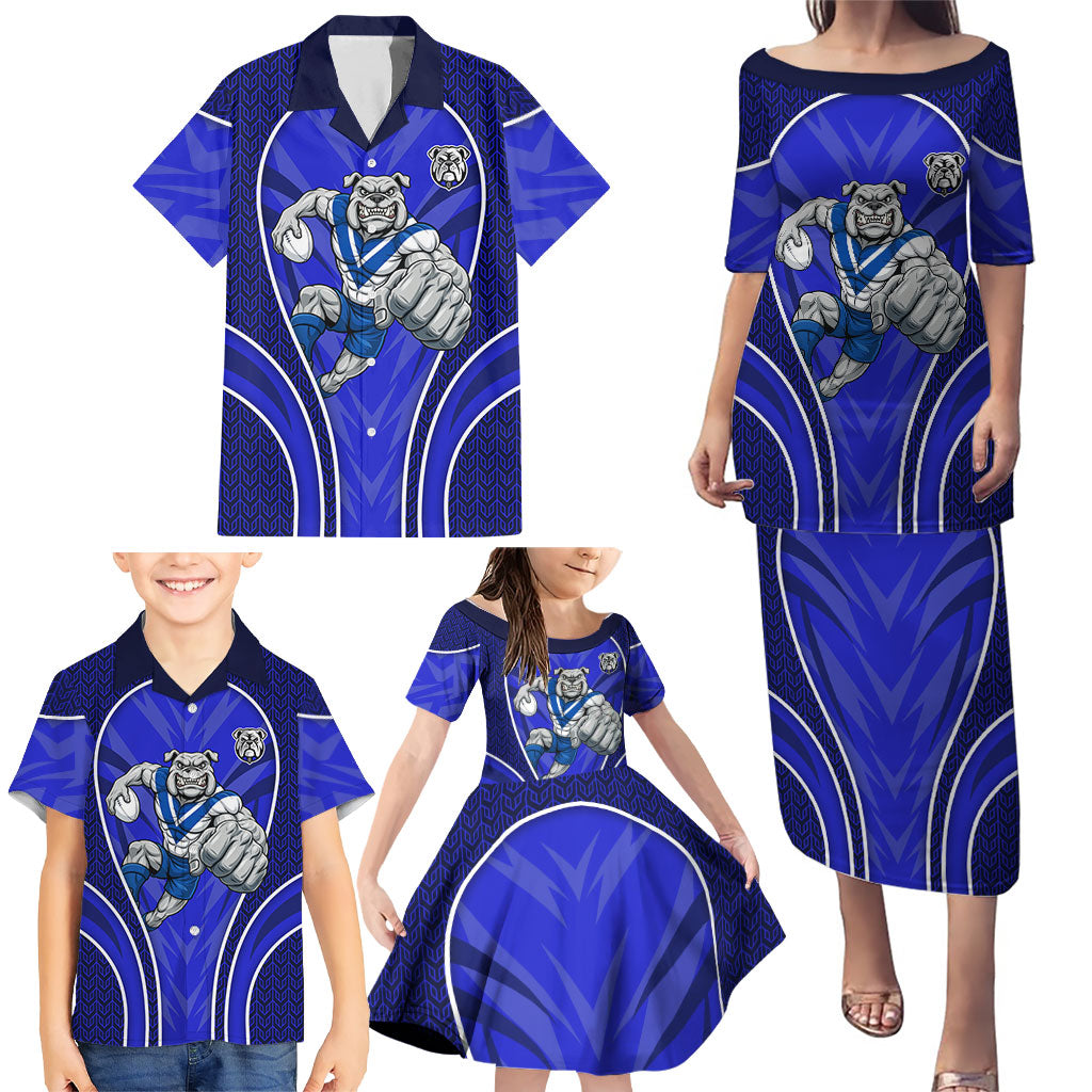 Canterbury Bankstown Bulldogs Rugby Mascot Family Matching Puletasi and Hawaiian Shirt Australian Rugby Culture - Tribal Inspired Bulldog