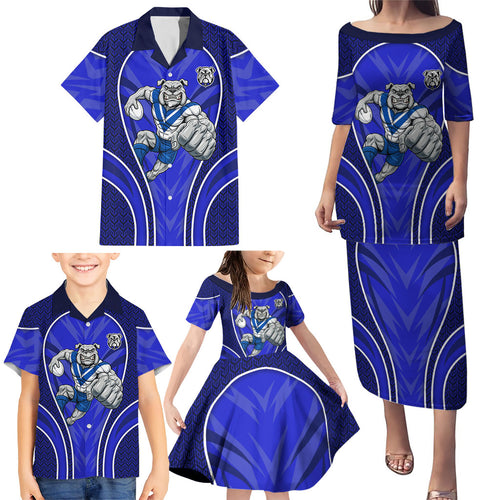 Canterbury Bankstown Bulldogs Rugby Mascot Family Matching Puletasi and Hawaiian Shirt Australian Rugby Culture - Tribal Inspired Bulldog
