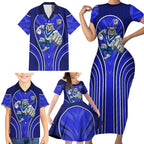 Canterbury Bankstown Bulldogs Rugby Mascot Family Matching Short Sleeve Bodycon Dress and Hawaiian Shirt Australian Rugby Culture - Tribal Inspired Bulldog