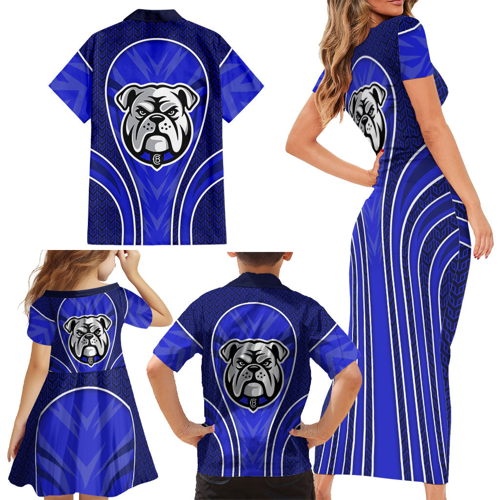 Canterbury Bankstown Bulldogs Rugby Mascot Family Matching Short Sleeve Bodycon Dress and Hawaiian Shirt Australian Rugby Culture - Tribal Inspired Bulldog