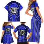 Canterbury Bankstown Bulldogs Rugby Mascot Family Matching Short Sleeve Bodycon Dress and Hawaiian Shirt Australian Rugby Culture - Tribal Inspired Bulldog