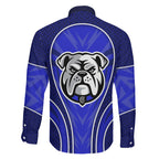 Canterbury Bankstown Bulldogs Rugby Mascot Family Matching Short Sleeve Bodycon Dress and Hawaiian Shirt Australian Rugby Culture - Tribal Inspired Bulldog