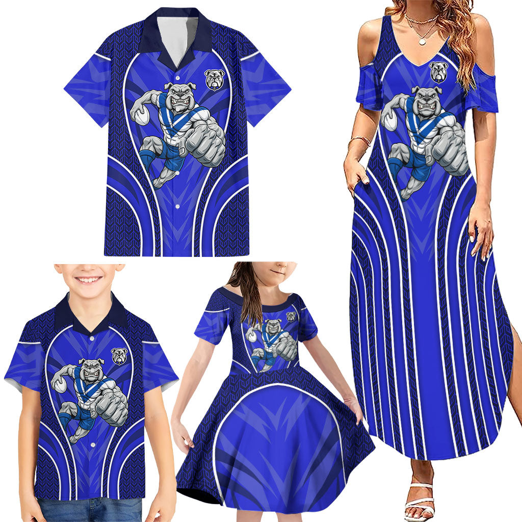Canterbury Bankstown Bulldogs Rugby Mascot Family Matching Summer Maxi Dress and Hawaiian Shirt Australian Rugby Culture - Tribal Inspired Bulldog