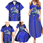Canterbury Bankstown Bulldogs Rugby Mascot Family Matching Summer Maxi Dress and Hawaiian Shirt Australian Rugby Culture - Tribal Inspired Bulldog