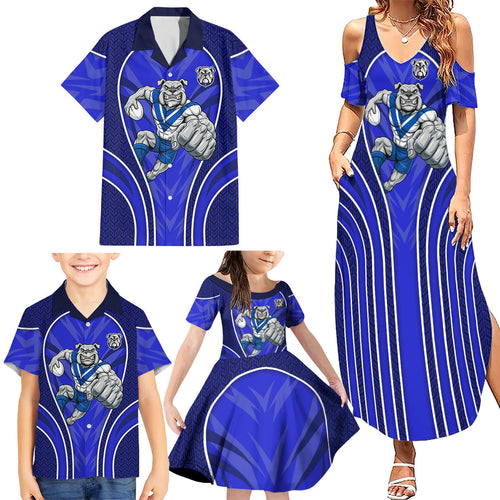 Canterbury Bankstown Bulldogs Rugby Mascot Family Matching Summer Maxi Dress and Hawaiian Shirt Australian Rugby Culture - Tribal Inspired Bulldog