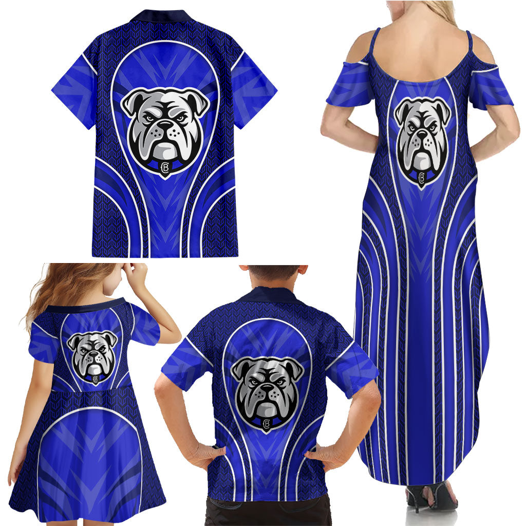 Canterbury Bankstown Bulldogs Rugby Mascot Family Matching Summer Maxi Dress and Hawaiian Shirt Australian Rugby Culture - Tribal Inspired Bulldog