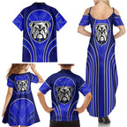 Canterbury Bankstown Bulldogs Rugby Mascot Family Matching Summer Maxi Dress and Hawaiian Shirt Australian Rugby Culture - Tribal Inspired Bulldog