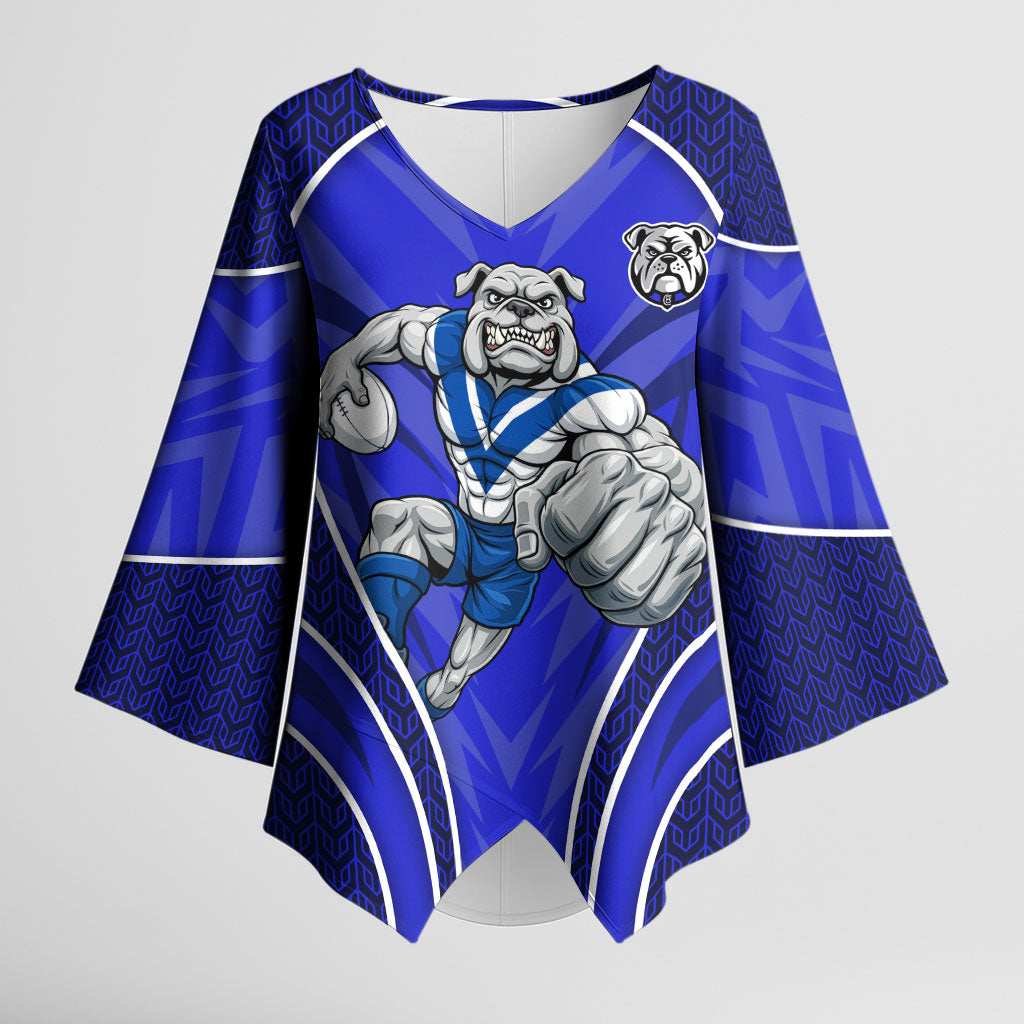 Canterbury Bankstown Bulldogs Rugby Mascot Kimono Sleeve Blouse Australian Rugby Culture - Tribal Inspired Bulldog