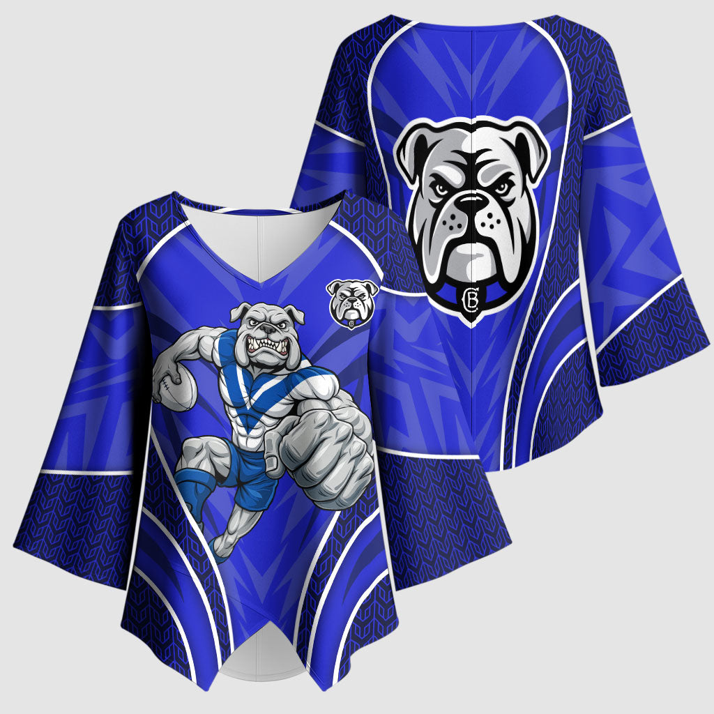Canterbury Bankstown Bulldogs Rugby Mascot Kimono Sleeve Blouse Australian Rugby Culture - Tribal Inspired Bulldog