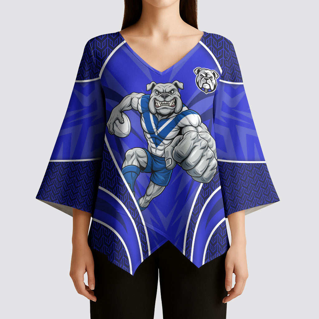 Canterbury Bankstown Bulldogs Rugby Mascot Kimono Sleeve Blouse Australian Rugby Culture - Tribal Inspired Bulldog