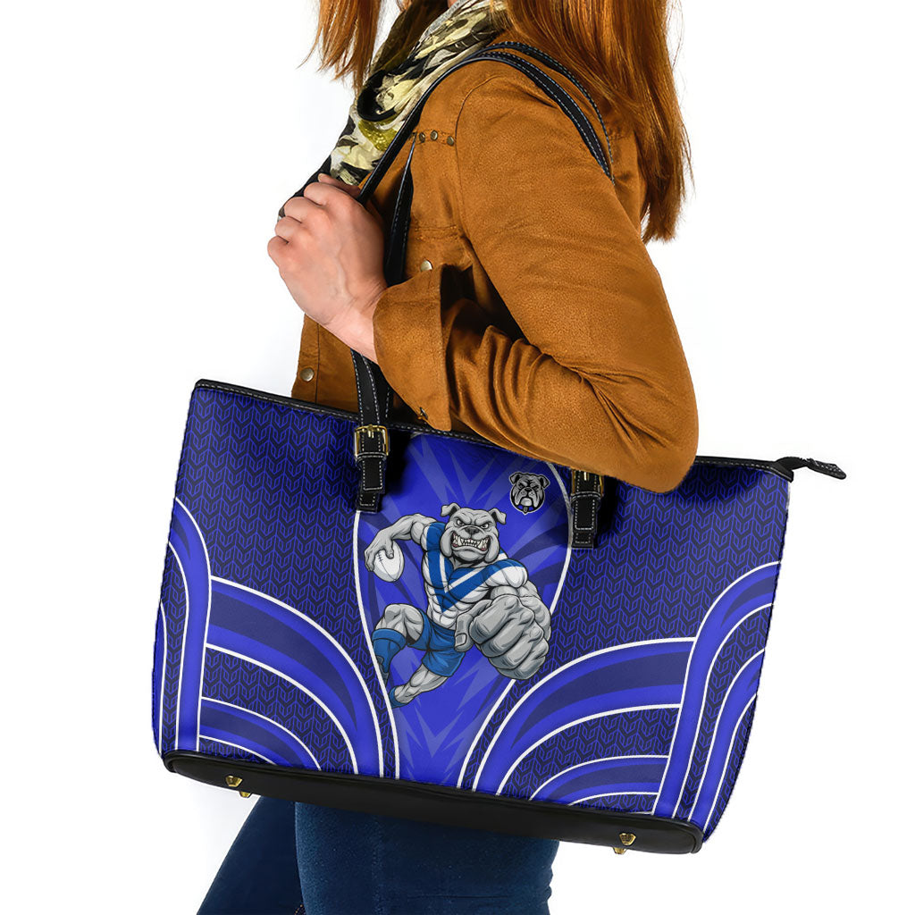 Canterbury Bankstown Bulldogs Rugby Mascot Leather Tote Bag Australian Rugby Culture - Tribal Inspired Bulldog