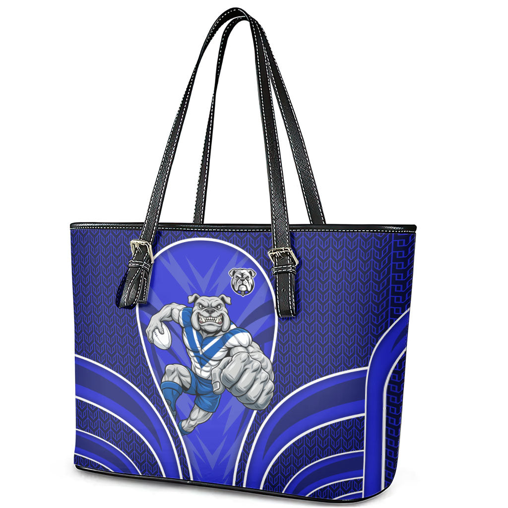 Canterbury Bankstown Bulldogs Rugby Mascot Leather Tote Bag Australian Rugby Culture - Tribal Inspired Bulldog