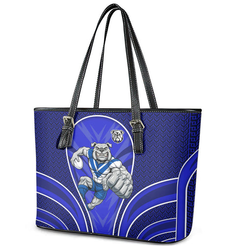 Canterbury Bankstown Bulldogs Rugby Mascot Leather Tote Bag Australian Rugby Culture - Tribal Inspired Bulldog