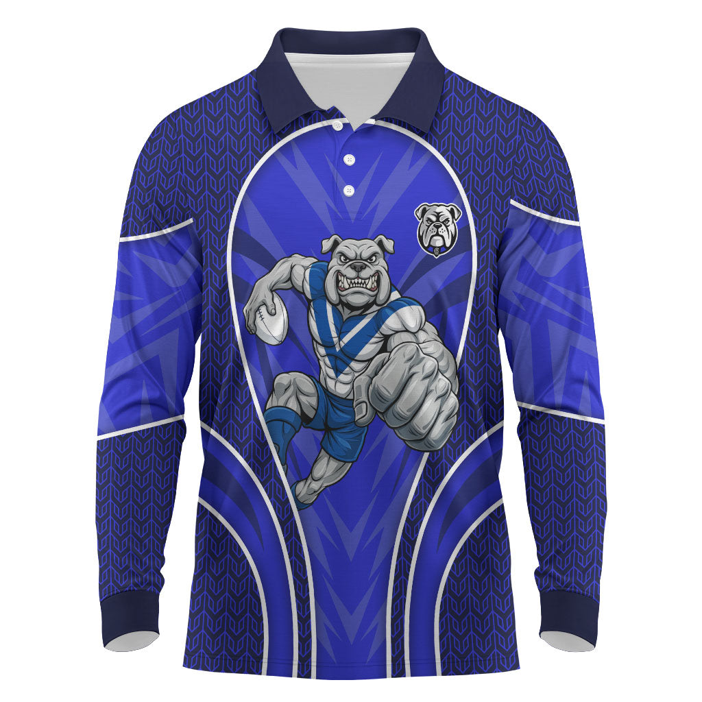 Canterbury Bankstown Bulldogs Rugby Mascot Long Sleeve Polo Shirt Australian Rugby Culture - Tribal Inspired Bulldog