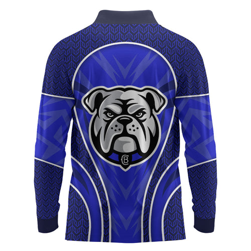 Canterbury Bankstown Bulldogs Rugby Mascot Long Sleeve Polo Shirt Australian Rugby Culture - Tribal Inspired Bulldog
