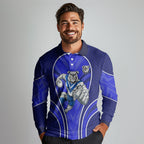 Canterbury Bankstown Bulldogs Rugby Mascot Long Sleeve Polo Shirt Australian Rugby Culture - Tribal Inspired Bulldog