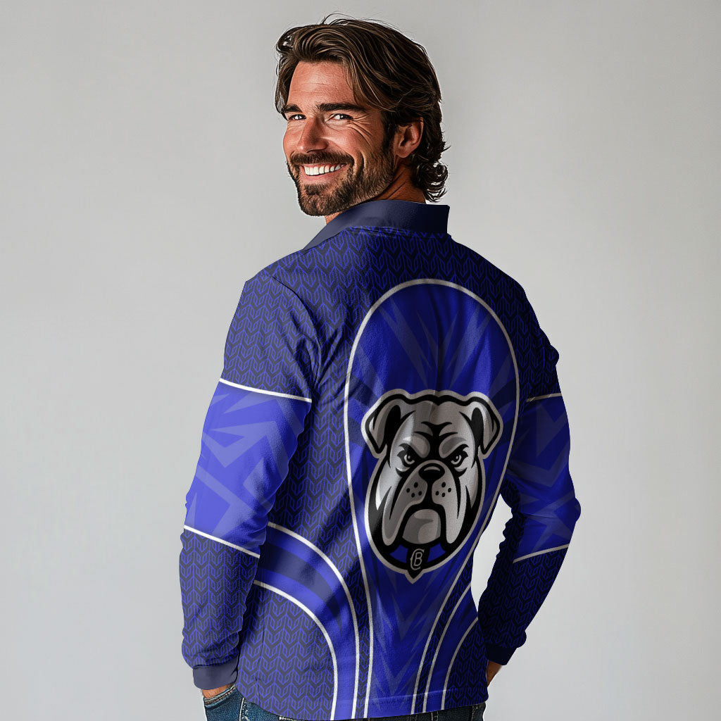 Canterbury Bankstown Bulldogs Rugby Mascot Long Sleeve Polo Shirt Australian Rugby Culture - Tribal Inspired Bulldog