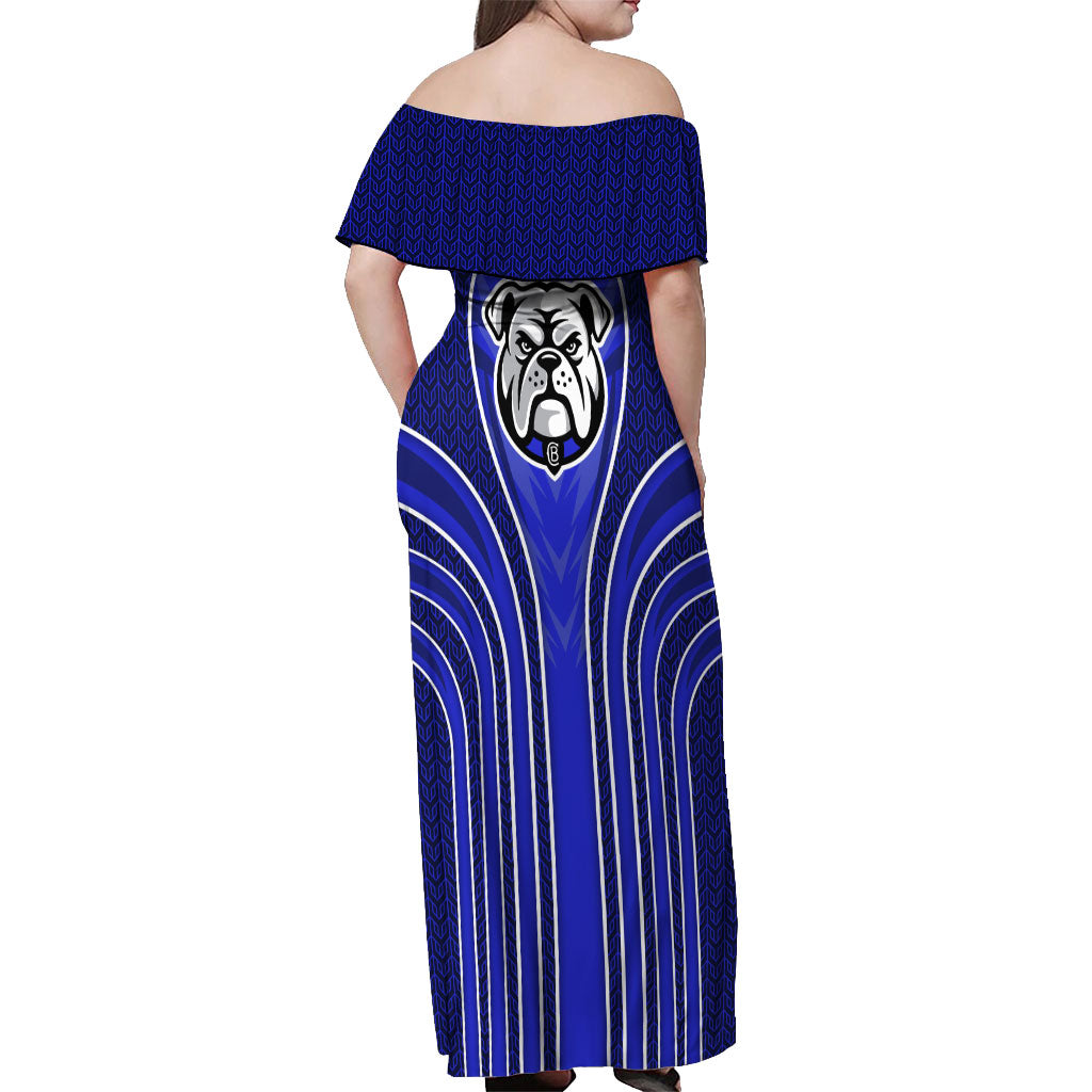 Canterbury Bankstown Bulldogs Rugby Mascot Off Shoulder Maxi Dress Australian Rugby Culture - Tribal Inspired Bulldog