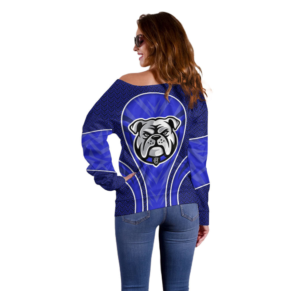Canterbury Bankstown Bulldogs Rugby Mascot Off Shoulder Sweater Australian Rugby Culture - Tribal Inspired Bulldog