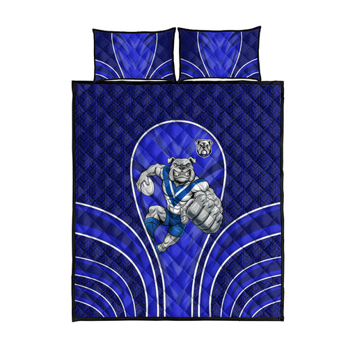 Canterbury Bankstown Bulldogs Rugby Mascot Quilt Bed Set Australian Rugby Culture - Tribal Inspired Bulldog