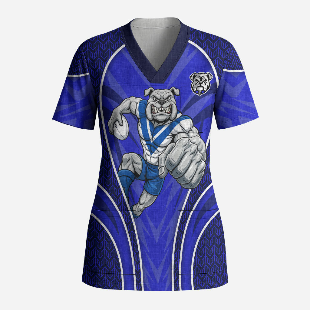 Canterbury Bankstown Bulldogs Rugby Mascot Scrub Top Australian Rugby Culture - Tribal Inspired Bulldog