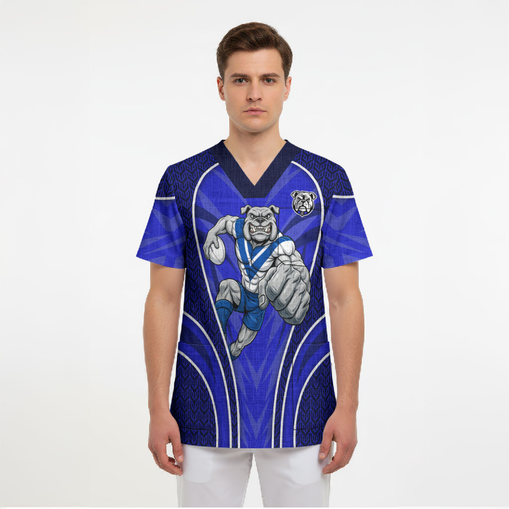 Canterbury Bankstown Bulldogs Rugby Mascot Scrub Top Australian Rugby Culture - Tribal Inspired Bulldog