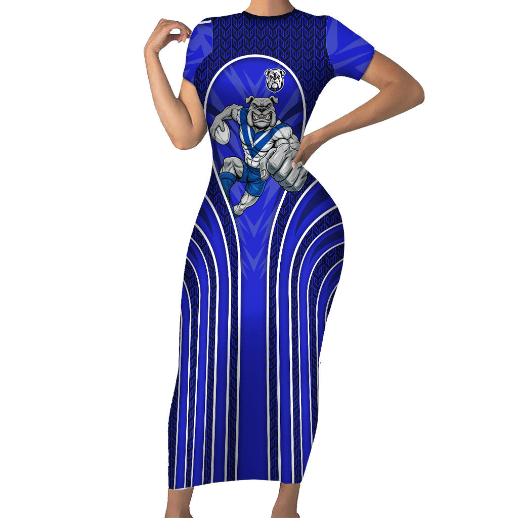 Canterbury Bankstown Bulldogs Rugby Mascot Short Sleeve Bodycon Dress Australian Rugby Culture - Tribal Inspired Bulldog