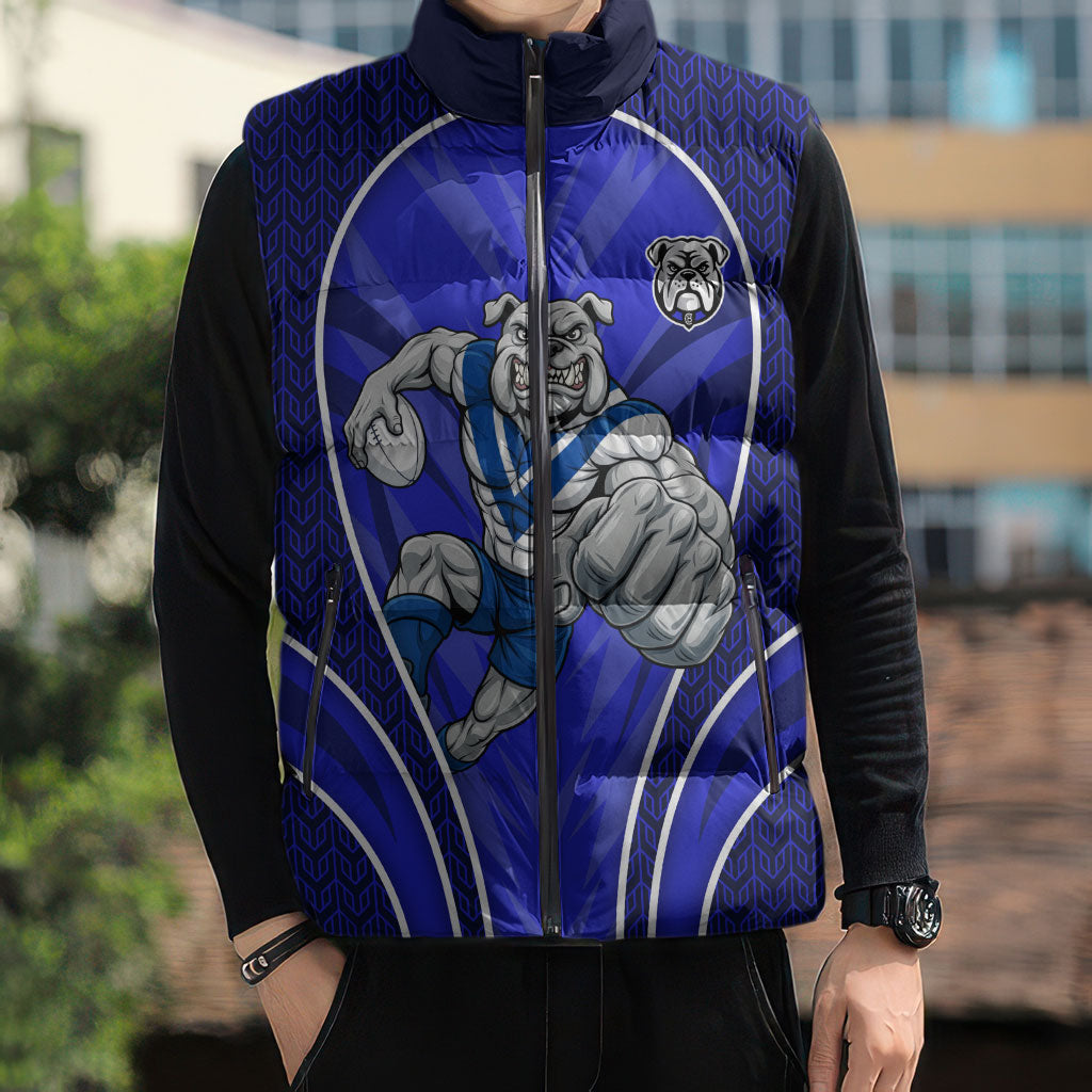 Canterbury Bankstown Bulldogs Rugby Mascot Sleeveless Puffer Jacket Australian Rugby Culture - Tribal Inspired Bulldog