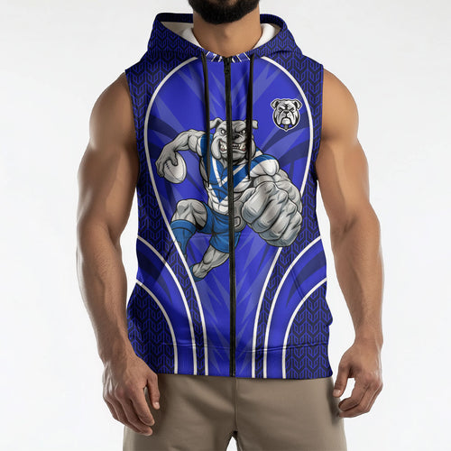 Canterbury Bankstown Bulldogs Rugby Mascot Sleeveless Zip Hoodie Australian Rugby Culture - Tribal Inspired Bulldog