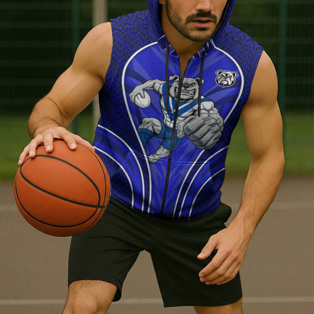 Canterbury Bankstown Bulldogs Rugby Mascot Sleeveless Zip Hoodie Australian Rugby Culture - Tribal Inspired Bulldog
