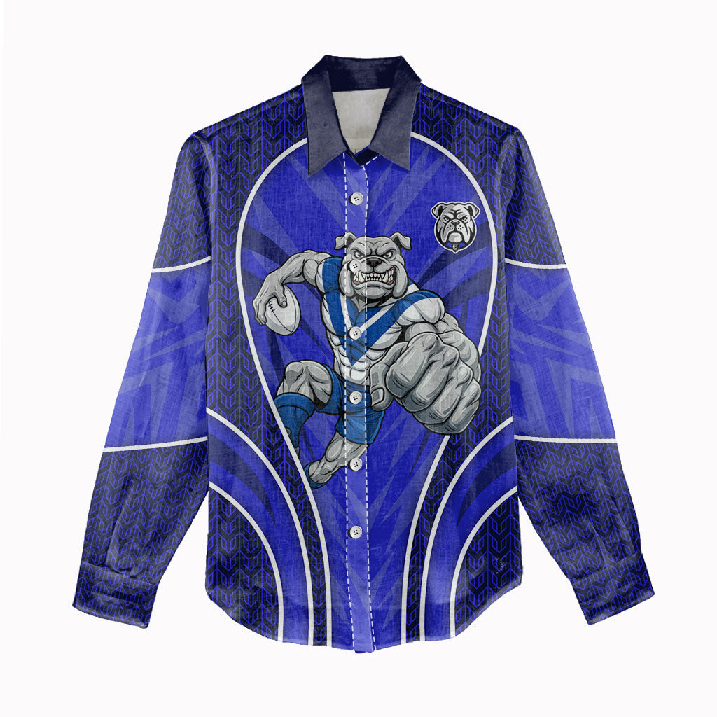 Canterbury Bankstown Bulldogs Rugby Mascot Women Casual Shirt Australian Rugby Culture - Tribal Inspired Bulldog