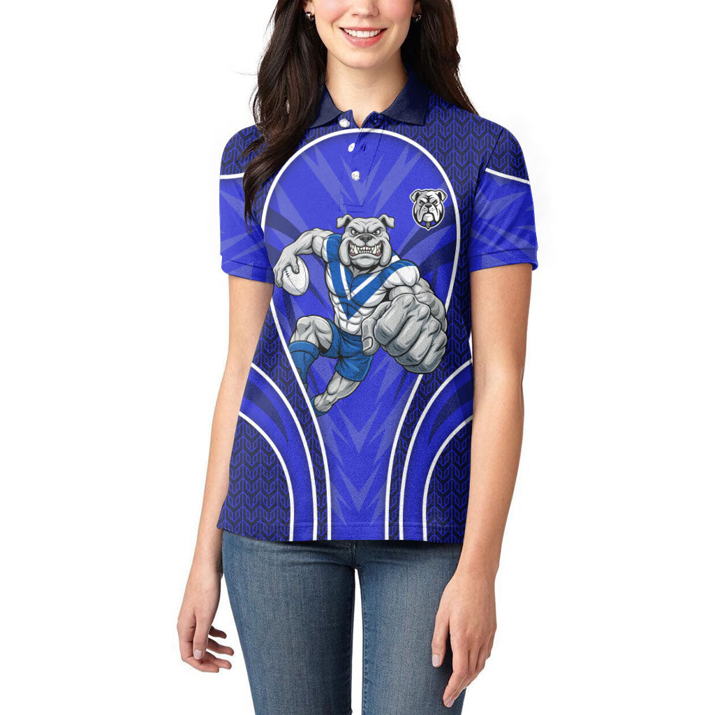 Canterbury Bankstown Bulldogs Rugby Mascot Women Polo Shirt Australian Rugby Culture - Tribal Inspired Bulldog