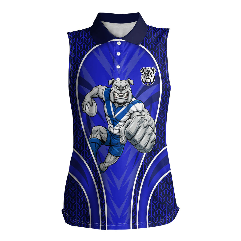 Canterbury Bankstown Bulldogs Rugby Mascot Women Sleeveless Polo Shirt Australian Rugby Culture - Tribal Inspired Bulldog