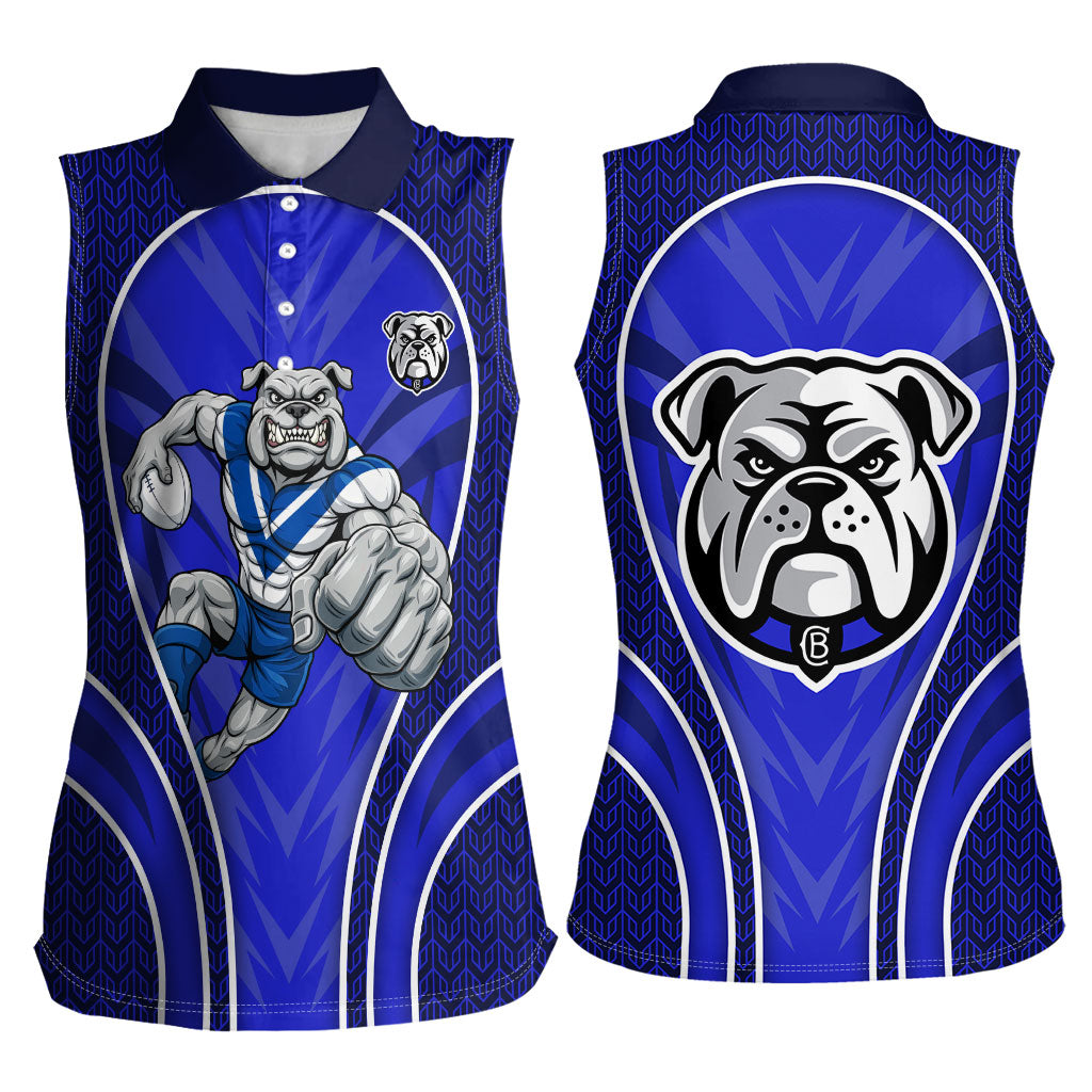 Canterbury Bankstown Bulldogs Rugby Mascot Women Sleeveless Polo Shirt Australian Rugby Culture - Tribal Inspired Bulldog