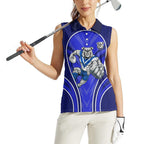 Canterbury Bankstown Bulldogs Rugby Mascot Women Sleeveless Polo Shirt Australian Rugby Culture - Tribal Inspired Bulldog