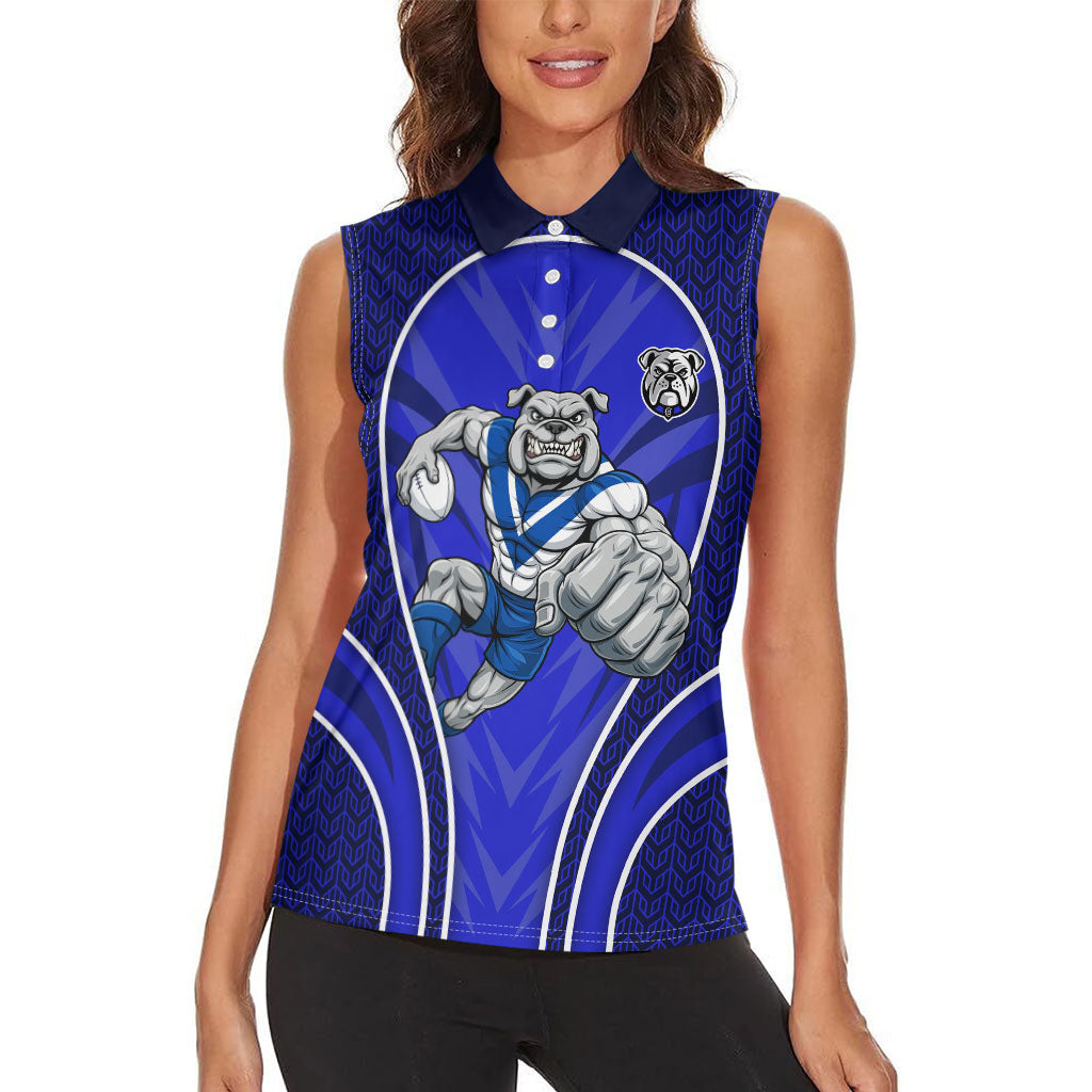 Canterbury Bankstown Bulldogs Rugby Mascot Women Sleeveless Polo Shirt Australian Rugby Culture - Tribal Inspired Bulldog