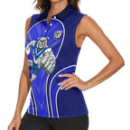Canterbury Bankstown Bulldogs Rugby Mascot Women Sleeveless Polo Shirt Australian Rugby Culture - Tribal Inspired Bulldog