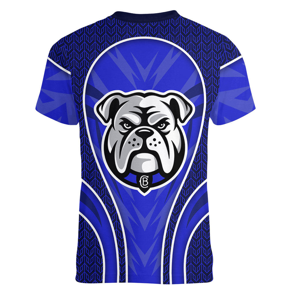 Canterbury Bankstown Bulldogs Rugby Mascot Women V-Neck T-Shirt Australian Rugby Culture - Tribal Inspired Bulldog