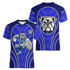 Canterbury Bankstown Bulldogs Rugby Mascot Women V-Neck T-Shirt Australian Rugby Culture - Tribal Inspired Bulldog
